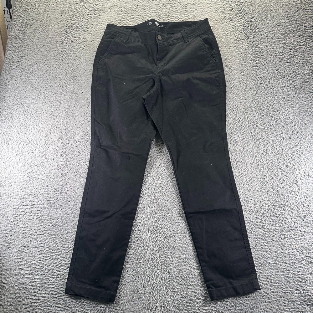 Old Navy Pant Womens 12 Black Cotton Chino Skinny Stretch Preppy Business Career